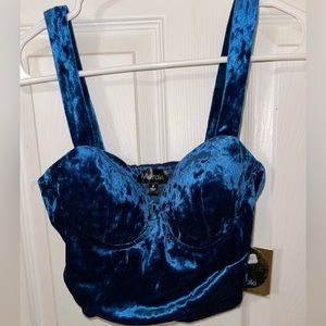 Meraki Blue Velvet cropped top